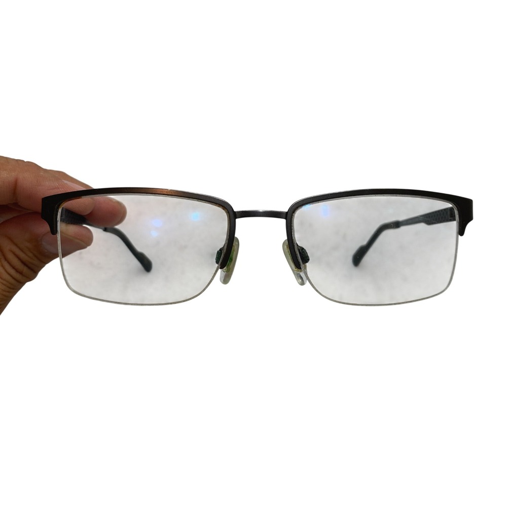 Titanflex Eyeglasses Mens 52-18-140 Gunmetal 827087 Semi-Rimless Rectangular